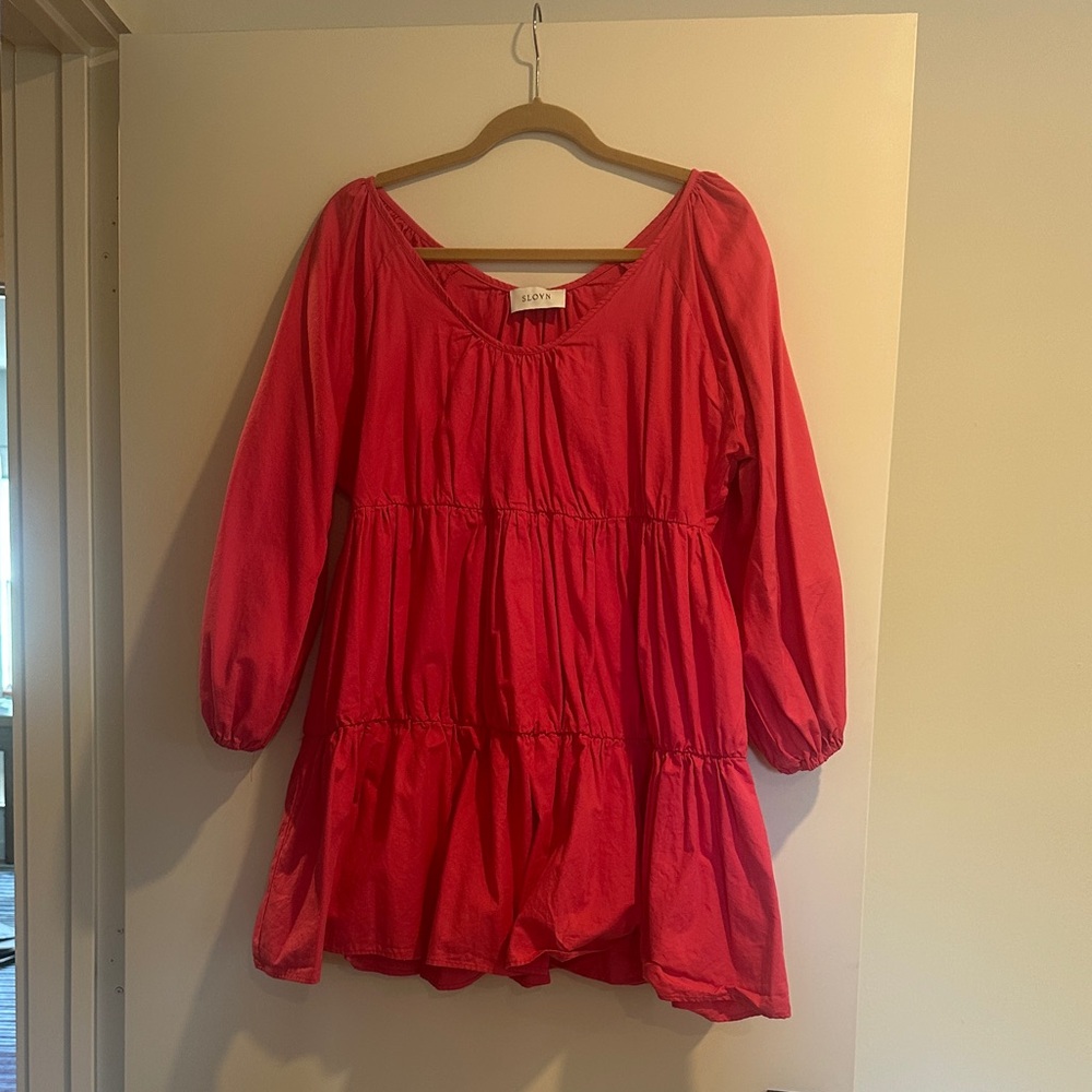 Pink Long Sleeve Tiered Dress
